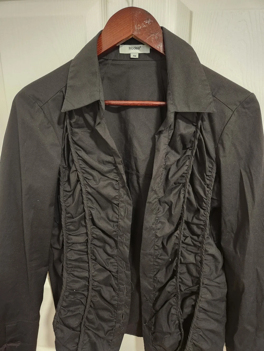 Black Women's Ruffle-Trim Jacket - Picture 2 of 2